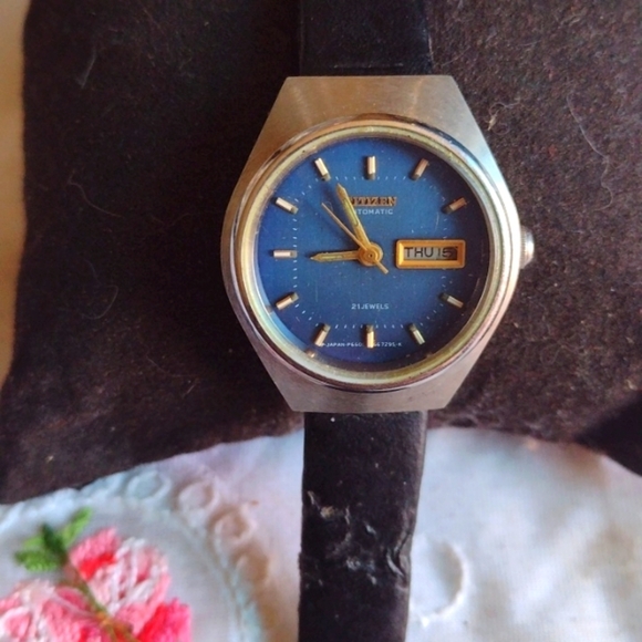 Citizen Automatic Classic Gold and Blue Wearable Watch - Picture 1 of 3